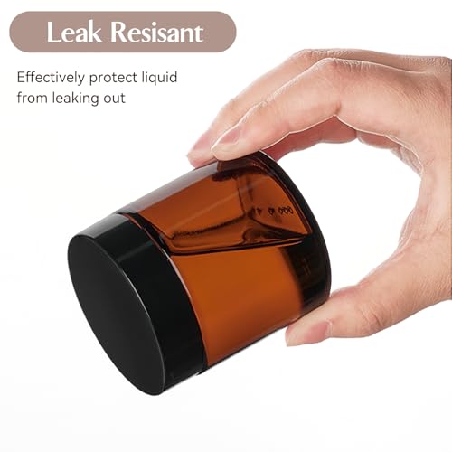 Qeirudu 4 oz Amber Glass Jars with Lids - 12 Pack, UV Protection & Leak-proof