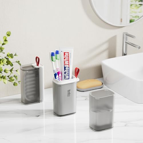 VITVITI Gray White Travel Soap & Toothbrush Case, Portable Bathroom Organizer