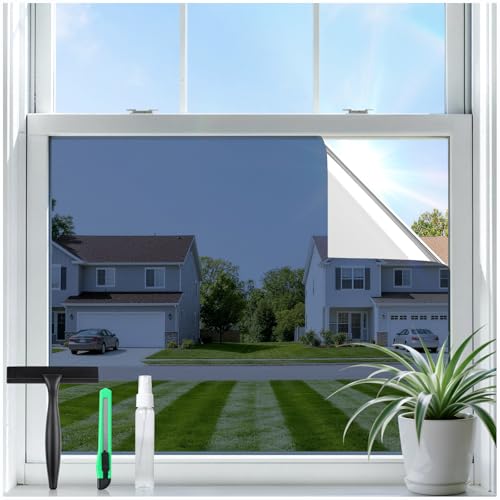 rabbitgoo One Way Privacy Window Film, Blue Silver, 17.5" x 78.7"