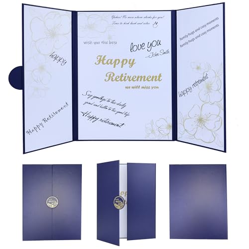 Blue Gold Retirement Guest Book - Elegant Farewell Party Decoration