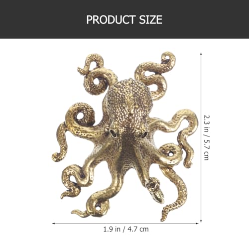 Mini Gold Octopus Sculpture - Decorative Metal Figurine for Home Decor