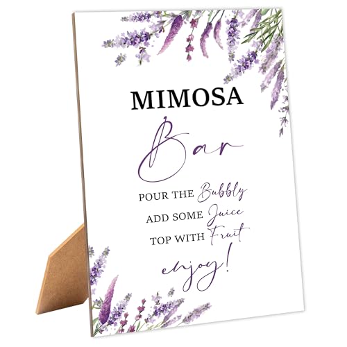 Lavender Purple Mimosa Bar Sign - Wooden Bridal Shower Table Decor