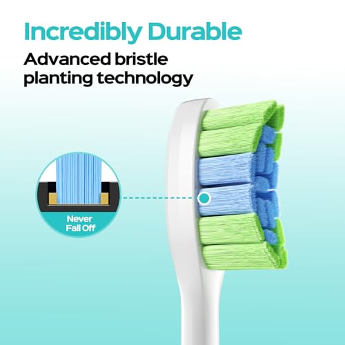 COSLUS C30 Sonic Electric Toothbrush Replacement Heads, 6 Soft Green Heads