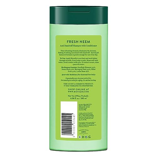 Biotique Fresh Neem Anti Dandruff Shampoo & Conditioner 180ml - Natural Hair Care
