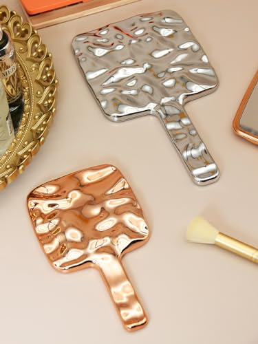 MIRRORNOVA Handheld Makeup Mirror - 4" x 7", Gold Finish