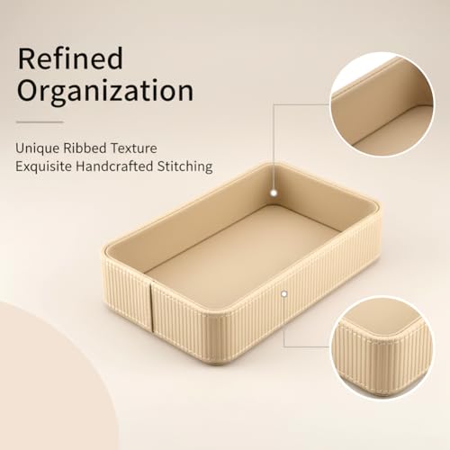 PU Leather Desk Organizer Tray - Modern Nightstand Storage