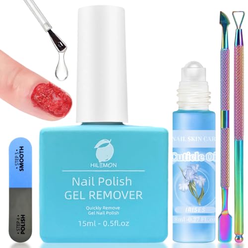 HiLemon Gel Polish Remover 15ml with Cuticle Oil & Nail File