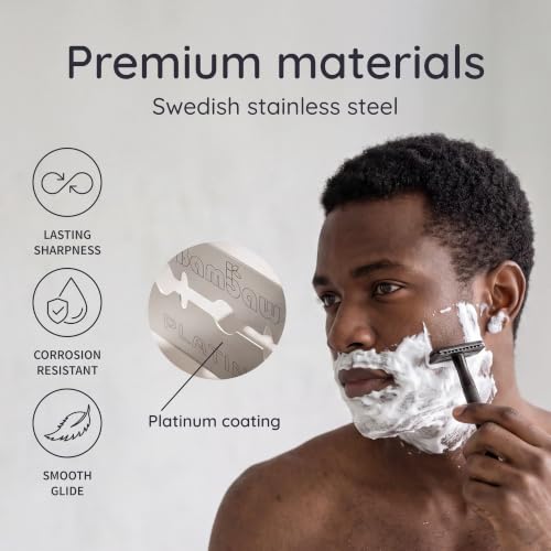 Bambaw Double Edge Safety Razor Blades 100 Pack - Platinum Stainless Steel Replacement Blades for Smooth, Precise Shave