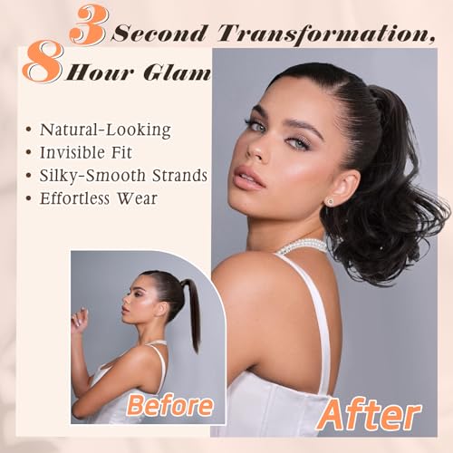 NAYOO Claw Clip Ponytail Extension Black Brown 12" Short Wavy in Hair