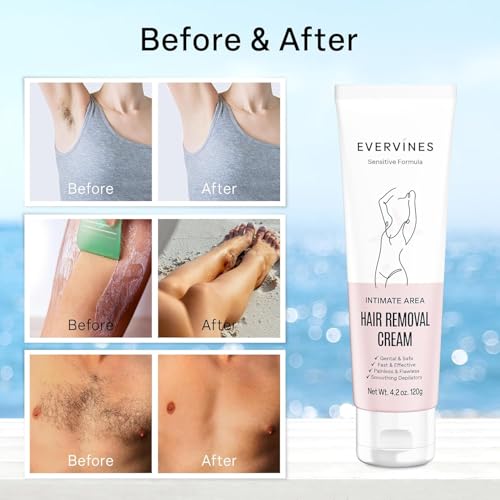Hair Removal Cream for Women: Fast & Painless Depilatory for Bikini Pubic Legs Arms Underarms - Sensitive Skin Safe - Travel & Home Use with Scraper ? 4.2oz (1 pack)