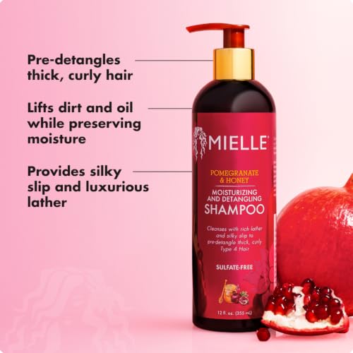 Mielle Organics Pomegranate & Honey Detangling Shampoo 12oz - Moisturizing Shampoo for Curly Hair