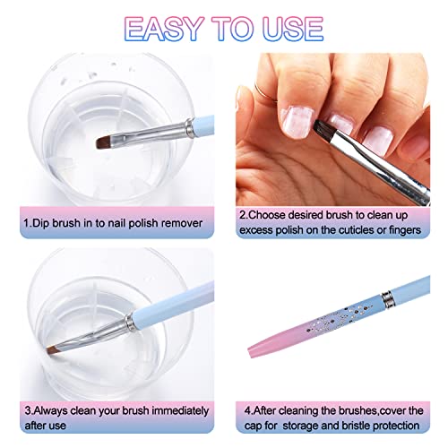 INENK Nail Art Clean Up Brushes Set - Round & Angled Tips for Precision