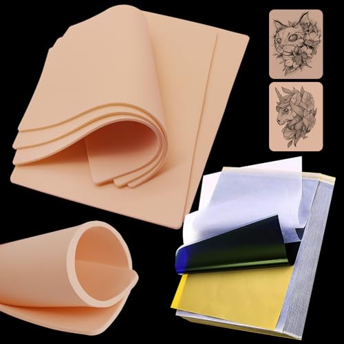 Autdor 35-Piece Tattoo Practice Kit: 5 Thick Silicone Skins & 30 Stencil Papers
