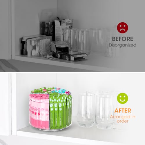 AIEVE Lazy Susan Drink Packet Organizer with 4 Compartments