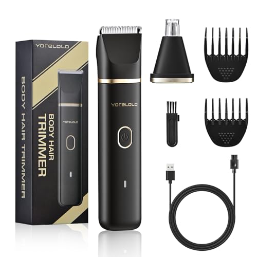 Yorelolo 2-in-1 Body Hair Trimmer & Nose Groomer, IPX7 Waterproof Shaver