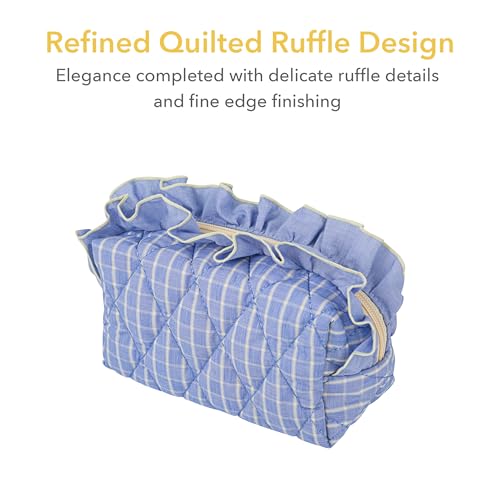 Sylune Frillie Quilted Ruffle Makeup Bag – Cute Travel Cosmetic Organizer