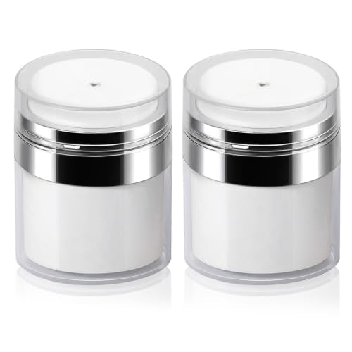Mluchee Airless Pump Jar, 1.7 Oz Refillable Lotion Dispenser - 2 Pack