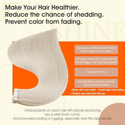 Platinum Blonde Tape In Hair Extensions - 12 Inch Remy Human Hair