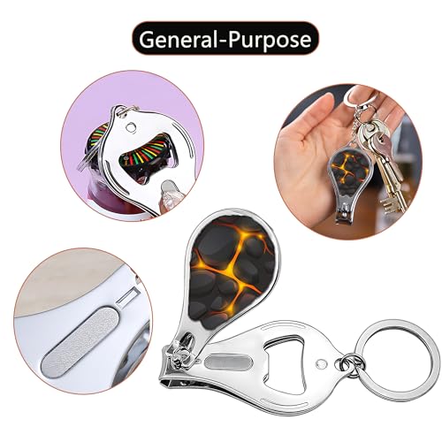 Muemigai Black Marble Keychain Nail Clipper Set with File - 2 Pack, Bag & Purse Charm