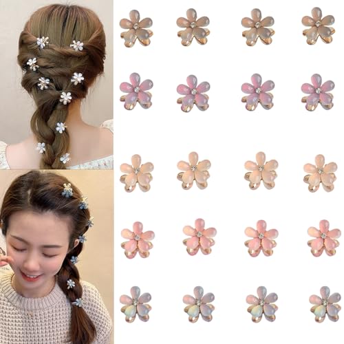 Blue Gradient Crystal Cat's Eye Flower Claw Clips for Women & Girls - 10 Pack