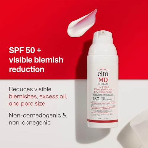 EltaMD UV Clear Blemish-Prone & Oil Balancing SPF 50, Non-Comedogenic Sunscreen with Zinc Oxide, Dermatologist Recommended