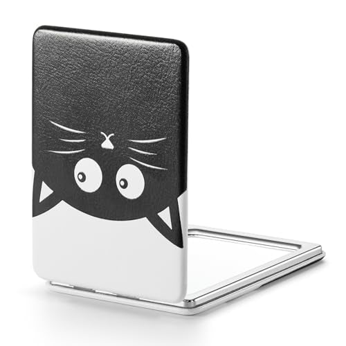OMIRO Black Cat Pocket Mirror with 3x/1x Magnification, 3.4-inch Compact Mirror