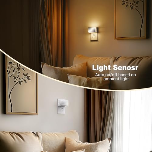 JandCase Dimmable LED Night Light with Dusk to Dawn Sensor | 2 Pack