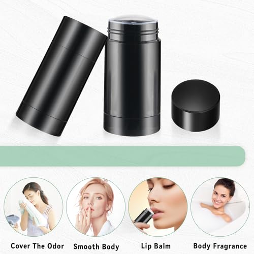 Mirrline 1oz Black Refillable Deodorant Containers Pack of 12 - DIY & Travel