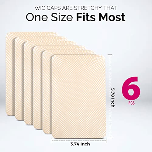 Fandamei 6PCS Light Brown Mesh Wig Caps - Breathable & Stretchable