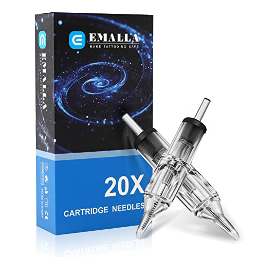 Emalla Tattoo Cartridge Needles 20Pcs Round Liner 1205RL, Precision Micro-Fine Lines