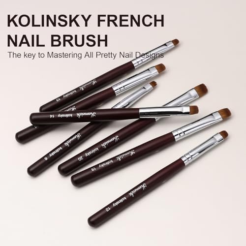 KEMEISI #12 Red Wood Nail Brush for French Tips & Clean-Up
