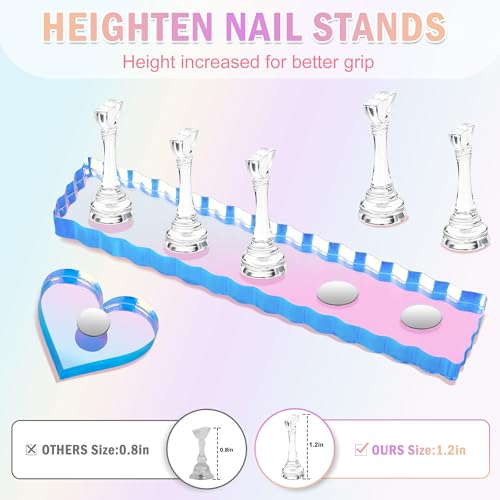 Heart Shaped Acrylic Nail Stand for Press On Nails - 2pcs Kit