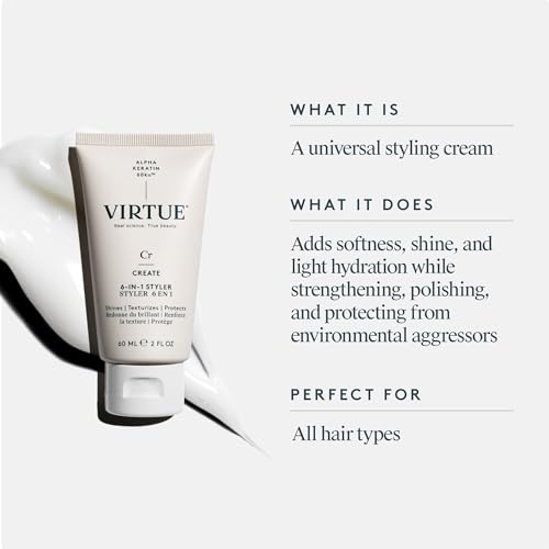 Virtue 6-in-1 Hair Styler Cream - Pack of 2, Heat Protection for All Hair Types