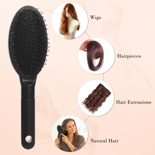 Obeoby 3-Pack Wig Brush Comb Set for Wigs & Extensions, Black
