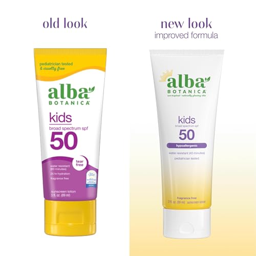 Alba Botanica Kids Sunscreen Lotion SPF 50, 3 Oz - Water-Resistant