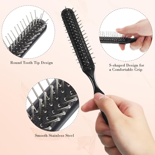 Obeoby 3-Pack Wig Brush Comb Set for Wigs & Extensions, Black