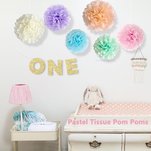 Pastel Rainbow 1st Birthday Party Decorations Set for Girls