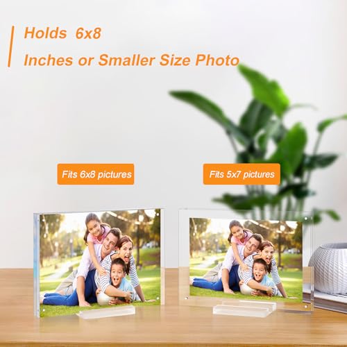 6x8 Magnetic Acrylic Picture Frame - Double-Sided Desktop Display