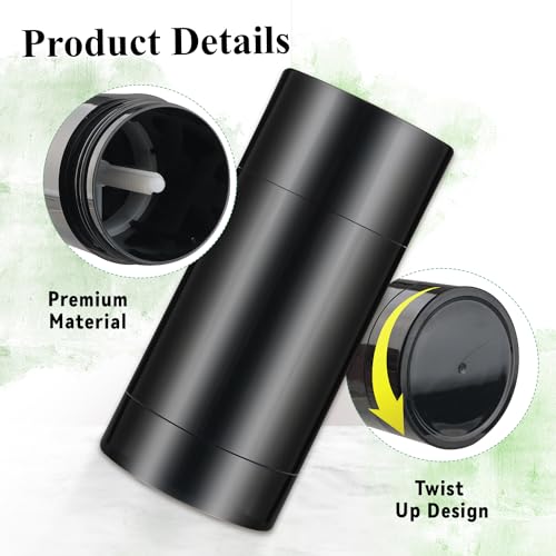 Mirrline 1oz Black Refillable Deodorant Containers Pack of 12 - DIY & Travel