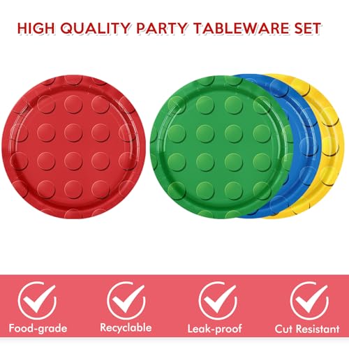 80PCS Building Block Birthday Party Supplies Set - Plates & Napkins for 20 Kids