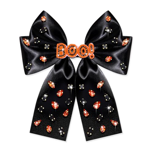 NVENF Halloween Large Black & Orange Hair Bows with Spooky Elements - Pattern O