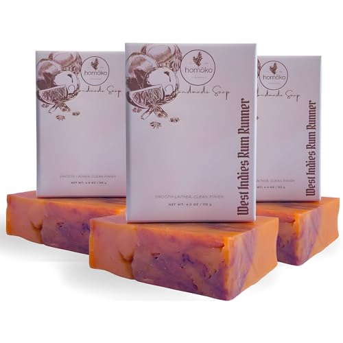 West Indies Rum Runner Natural Bar Soap, Homōko triple pack – Plant-Based Cold Process Body Soap