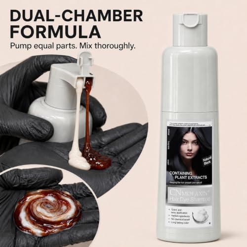 Natural Black 3-in-1 Hair and Beard Color Shampoo for Gray Coverage