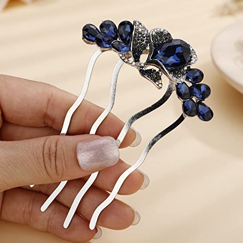 Missgrace Blue Bridal Hair Comb with Crystals – Wedding & Prom Hair Accessory