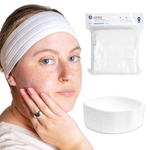 BodyMed Disposable Medical & Spa Headbands White Pack of 48 - Single-Use, Adjustable Closure