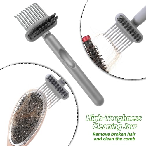 Yuanchu 2-in-1 Hair Brush Cleaner & Remover Tools Green+Gray - Dual-Sided Comb for Salon & Home