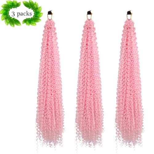 HENSLEELY 24-Inch Passion Twist Crochet Hair - Pink Curly Braiding Extensions