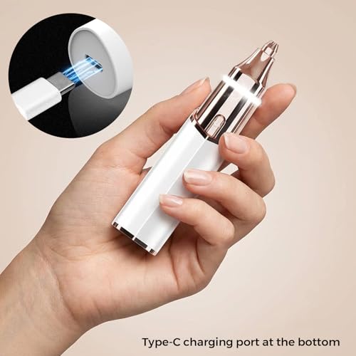 Facial Hair Remover for Women: 2 in 1 Electric Eyebrow Trimmer - Rechargeable, Waterproof, Portable, Precision Eyebrow Razor with LED Light (Champagne Gold)
