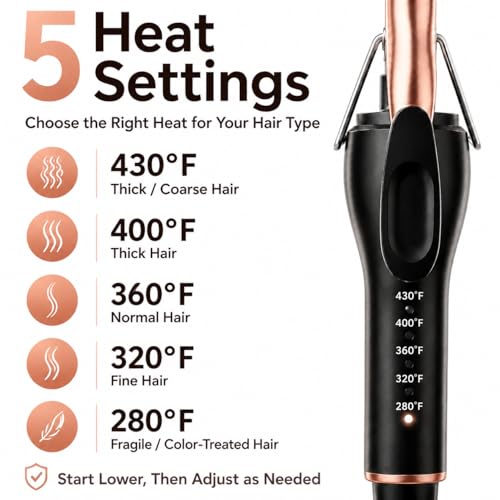 HCAH 3/8 Inch Small Barrel Curling Iron - Extra Long Ceramic Hair Curler