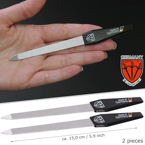 3 Swords Germany - Sapphire Metal Nail File Set 2 Pieces with 1 PIECE 3-Way Nail Buffer ? Nail Care Made in SOLINGEN/Germany